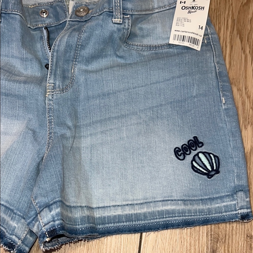 NWT - OshKosh B'gosh Girls Embroidered Blue Jean Shorts - Picture 5 of 9